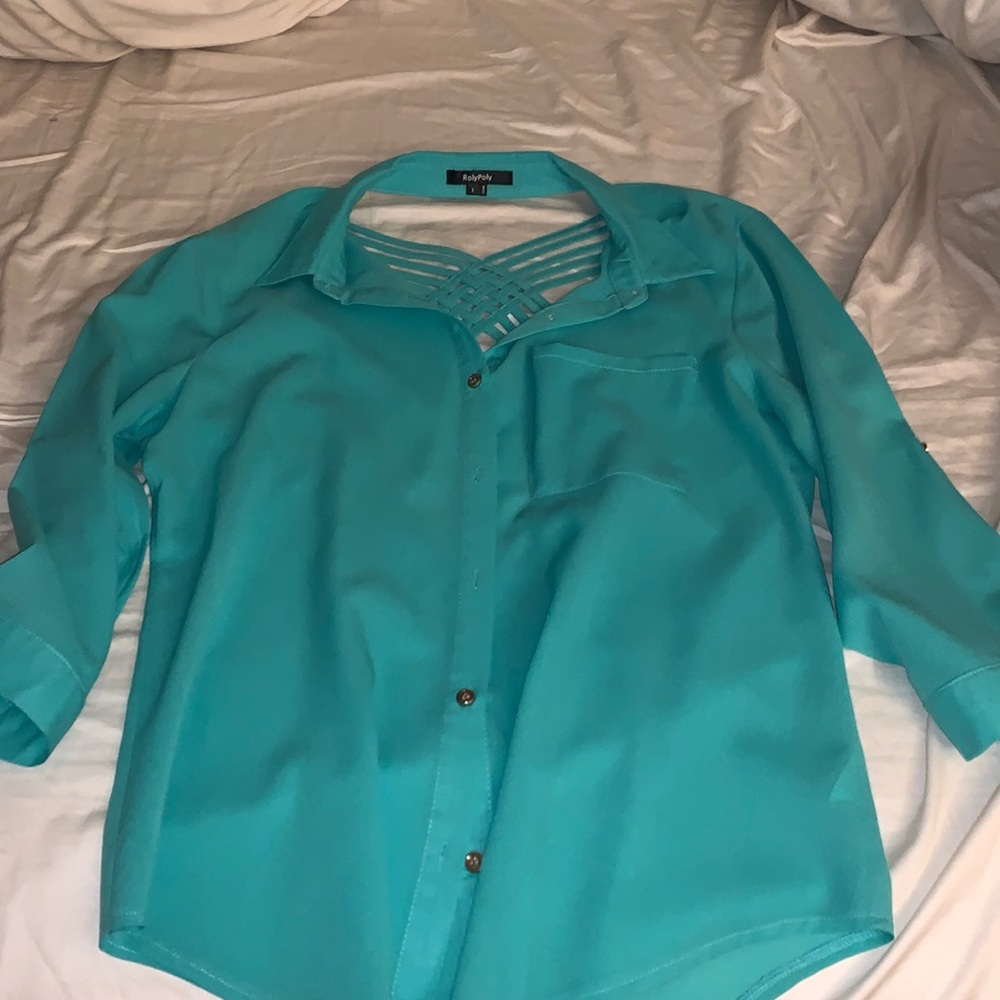 Backless Button Down Blouse
